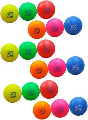 Macro Giant 11 Inch (Circum.) 3.5 Inch (Dia.) PU Foam Softball, Set of 18, Multi-Color, Baseball Training Practice, Playground Ball, Parenting Activity