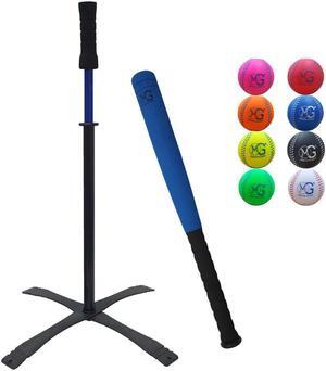 Macro Giant 24 Inch T Ball, Tee Ball, T-Ball, Foam Bat and Baseball Set for Kids, 1 Blue Bat, 8 PU Foam Baseballs, Assorted Color, Training Practice, Youth Batting Trainer, Kid Toy