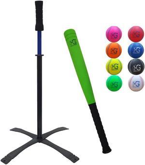 Macro Giant 24 Inch T Ball, Tee Ball, T-Ball, Foam Bat and Baseball Set for Kids, 1 Green Bat, 8 PU Foam Baseballs, Assorted Color, Training Practice, Youth Batting Trainer, Kid Toy