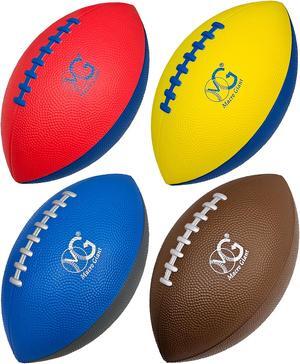 Macro Giant 9 Inch PU Mini Foam American Football, Set of 4, Basic Colors, Training Practice, Playground Ball, Kid Sports Toys, Backyard, Beach, Kid Toy, Beginner