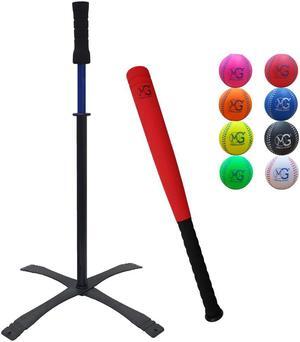 Macro Giant 24 Inch T Ball, Tee Ball, T-Ball Set, 1 Red Foam Bat, 8 PU Foam Baseballs, Assorted Colors, Training, Youth Batting Trainer Beginner, School Playground, Kid Gift