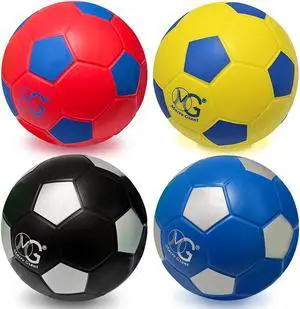 Macro Giant 6 Inch (Dia.) PU Foam Soccer, Set of 4, Red, Blue, Black, Yellow Colors, Training, Practice, Playground Ball, Kid Sports, Kickball, Beginner, Physical Education Exercise Macro Giant 6 Inch (Dia.) PU Foam Soccer, Set of 4, Red, Blue, Black, Yellow Colors, Training, Practice, Playground Ball, Kid Sports, Kickball, Beginner, Physical Education Exercise