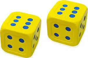 Macro Giant 6 Inch PU Foam Jumbo Big Playing Dice, Set of 2, Yellow, Math Teaching, Teaching Aids, Board Games, Kid Toy