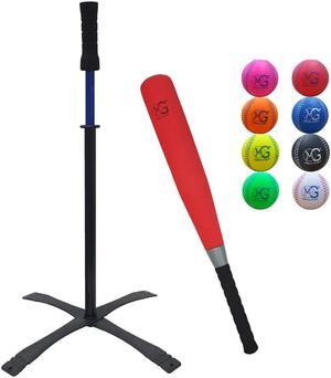 Macro Giant 24 Inch Jumbo T Ball, Tee Ball, T-Ball Set, 1 Red Jumbo Foam Bat, 8 Foam Baseballs, Multi Colors, Training Practice, Youth Batting Trainer, School Playground, Kid Toy