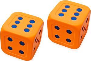 Macro Giant 6 Inch PU Foam Jumbo Big Playing Dice, Set of 2, Neon Orange, Math Teaching, Teaching Aids, Board Games, Kid Toy
