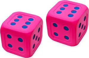 Macro Giant 6 Inch PU Foam Jumbo Big Playing Dice, Set of 2, Neon Red, Math Teaching, Teaching Aids, Board Games, Kid Toy