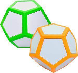 Macro Giant 6.7 Inch Dry Erase Polyhedral Foam Dice, Jumbo, Set of 2, Neon Orange, Neon Green, 12-Sided, White Board, Parenting Activity, Kid Toy, Preschool, Math Learning, Team Games