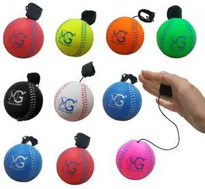 Macro Giant 2.8 Inch (Diameter) PU Foam Rebound Ball, Set of 10, Assorted Colors, Baseball, Return Ball, Easy Sports