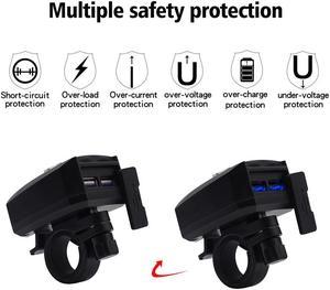 Universal 12V-24V Motorcycle 2.4A Dual USB Waterproof Power Charger Scooter Moto