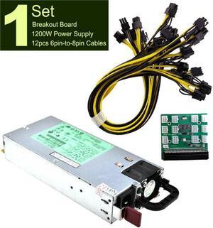 DPS-1200FB A 1200W PSU Power Supply + Breakout Board + 12pcs 6pin-to-8pin Cables