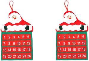 2PCS Christmas Calendars Santa Countdown Hanging Calendar Decoration Xmas Gifts