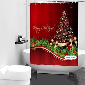 1PC 180*180cm Christmas Shower Curtain Bathroom Christmas Decorations