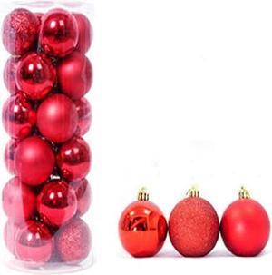 24PCS Red 6cm Christmas Balls Ornaments Christmas Tree Decorations