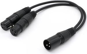 Dual XLR Female to Male Mic Combiner Y Cord Microphone Splitter Cable