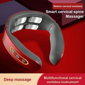 Electric Cervical Neck Shoulder Pulse Massager Pain Relief Muscle Relaxing Red