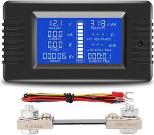 100A Shunt LCD Display DC Battery Monitor Meter 0-200V Volt Amp For Car RV Solar