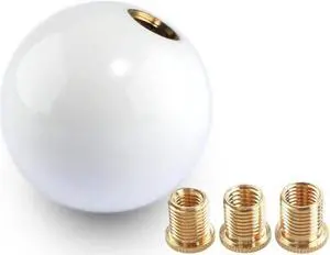 Yassdwbn Universal Acrylic White Round Ball Shift Knob Manual Gear Shifter Head w Adapter