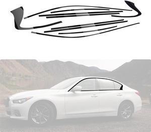 Paiying Car Chrome Delete Blackout Overlay Window Trim Bright Black For Infiniti Q50/50S