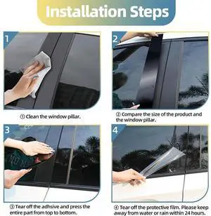 Yassdwbn 6Pcs Glossy Black Window Door Pillar Posts Cover For Ford Taurus 10-19 W/Keypad