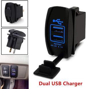 12V-24V 3.1A Dual USB Blue LED Car Truck Power Supply Phone Charger Port Socket