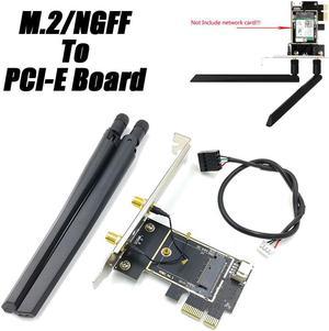 M.2/NGFF to PCI-E Board WiFi Bluetooth PC Adapter Antennas Kit For Intel AX200