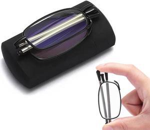 1 Pair Reading Glasses Lens Strength 200 Metal Folding Anti-Blue Light Presbyopic With Case