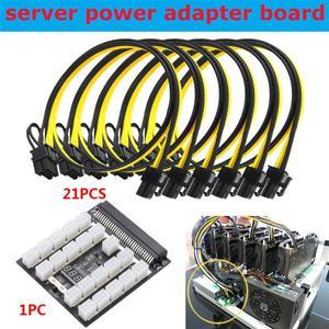 21Pcs 20CM PCIE 6 Pin to 6+2PIN Power Cable with 1Pcs 21x 6Pin Power Breakout Board for HP 1200W 750W Server Power Conversion