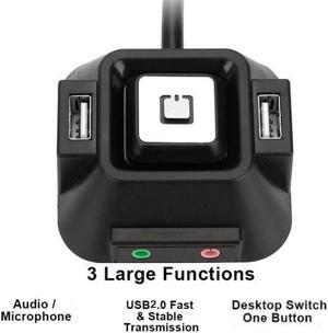 1.2 m Multifunction Computer PC Desktop External Power Switch with 2 Port USB + 1 Audio Port + 1 Microphone Port+1 Computer Switch