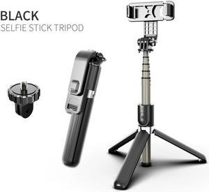 360° Rotation Bluetooth Selfie Stick Tripod  Black with Wireless Remote