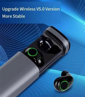 Glorine Wireless Earbuds Bluetooth Headphones Premium Fidelity Sound Quality Wireless Charging Case Waterproof Earphones With USB Quick Charging Case For iPhone And Android Grey