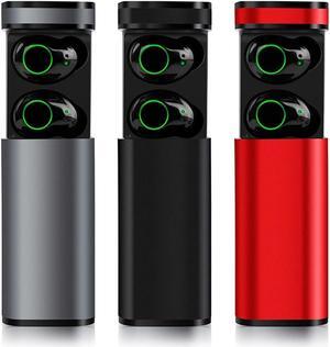 Glorine Wireless Earbuds Bluetooth Headphones Premium Fidelity Sound Quality Wireless Charging Case Waterproof Earphones With USB Quick Charging Case For iPhone And Android Red