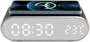 Alarm Clock with Wireless Charger - Black