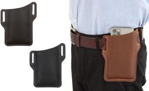 Mens Phone Belt Holders - Dark Brown - Genuine Leather