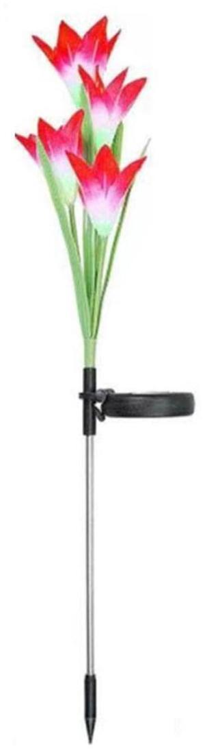 Solar Lily Flower Garden Lights - Red - Pack of 1 each Stem comes with 4 Lights