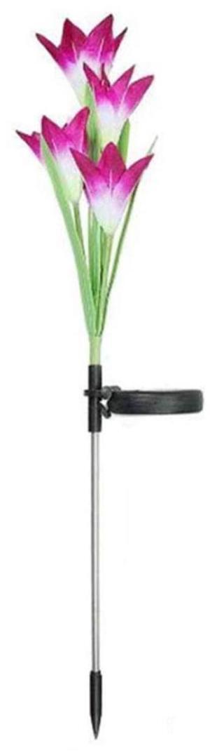 Solar Lily Flower Garden Lights - Purple - Pack of 1 each Stem comes with 4 Lights