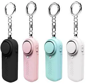 Personal Alarm CE Version 4 Pack - 1x Black - 1x Blue - 1x Pink - 1x White