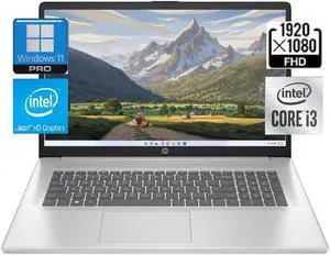 HP 17.3" FHD(1920x1080) Laptop,Intel Core i3-1215U,Intel UHD Graphics,16GB RAM,512GB SSD,Windows 11 Pro,Natural Silver