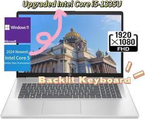 HP 2024 Newest i5 Laptop,Intel Core 5 120U (better than i5 processor),17.3 FHD Display,Wi-Fi 6 and Bluetooth 5.3,64 GB RAM,1 TB SSD,Win 11 Home,Silver