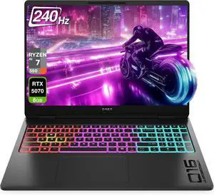 HP OMEN 16 Gaming Laptop,16" WQXGA 240Hz Display,AMD Ryzen 9 8940HX,NVIDIA GeForce RTX 5070 GPU,16 GB DDR5 RAM,512 GB PCIe SSD,Win 11 Home