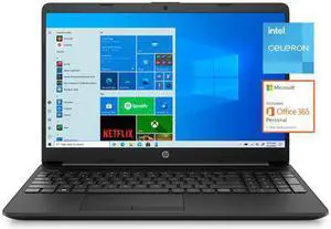 HP 15.6" FULL HD Intel Celeron N4020 Black 15-dw1001wm 8GB RAM 128GB SSD Windows 10