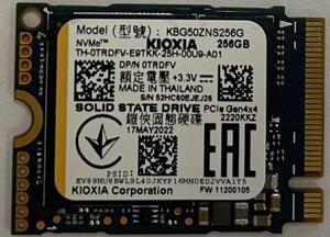 Kioxia Former Toshiba Brand 256GB PCIe NVMe 2230 SSD (KBG50ZNS256G) Gen4*4 2220kkz