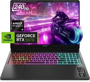 HP OMEN 16 Gaming Laptop,16" WQXGA 240Hz Display,AMD Ryzen 9 8940HX,NVIDIA GeForce RTX 5070 GPU,32 GB DDR5 RAM,512 PCIe GB SSD,Win 11 Pro
