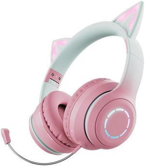 Cat Ear Headphone Bluetooth 5.1 Wireless Music Computer Game Esports Headset Gradient Color LED Light