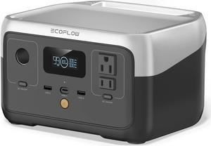 ECOFLOW Portable Power Station River 2, 256Wh LiFeP04 Battery/ 1 Hour Fast Charging, 2 Up to 600W AC Outlets, Solar Generator (Solar Panel Optional) for Outdoor Camping/RVs/Home Use