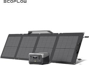 EcoFlow Solar Generator RIVER 2 256Wh LiFePO4 Battery with 110W Solar Panel, Portable Power Station for Home Backup Outdoors Camping RV Emergency