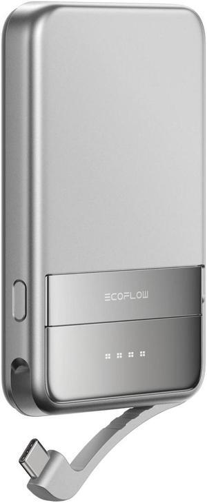 EcoFlow Rapid Power Bank 5000mAh Qi2 Certified Wireless 15W Ultra-Fast Magnetic Portable Charger, 30W Max Fast Charging Battery Pack with Built-in USB-C Cable & Stand, Compatible with iPhone 16/15