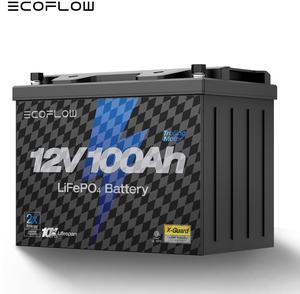 EcoFlow 12V 100Ah LiFePO4 Battery, Built In 100A BMS Group 27 Lithium Battery Deep Cycles & 10 Years Lifespan for RV, Solar Energy, Off Grid, Trolling Motor