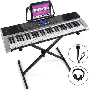 Mustar 61 Key Electronic Keyboard Piano Portable Digital Organ with LCD Screen, Microphone, Headphone, USB