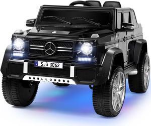 JOYLDIAS 12V Kids Ride on Car 3 Speeds Licensed Mercedes-Benz Electric Toy w/ Bluetooth, Remote Control, LED Lights (Black)