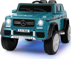 JOYLDIAS 12V Kids Ride on Car 3 Speeds Licensed Mercedes-Benz Electric Toy w/ Bluetooth, Remote Control, LED Lights (Blue)